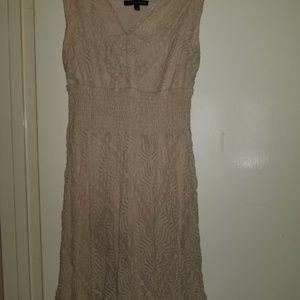 Tan Lacey Sleeveless Dress